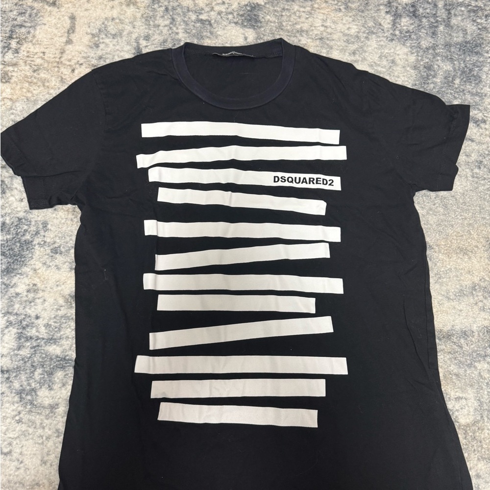 DSQUARED2 Striped Black and White Tee